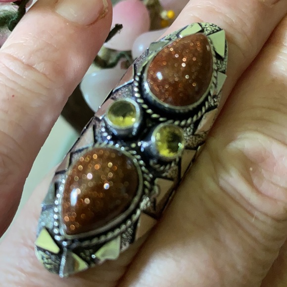 Vintage 925 gold stone & citrine ring - Picture 4 of 7